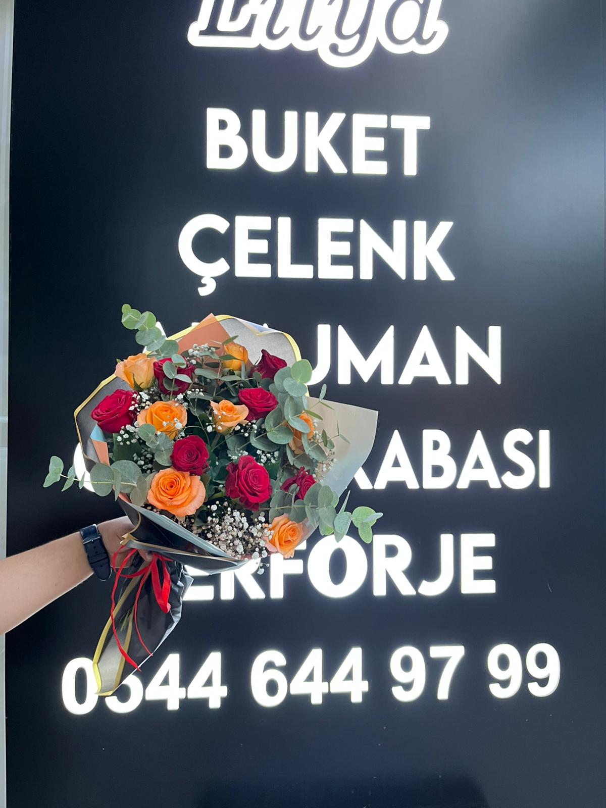 Turuncu K�rm�z� G�l Buketi 2